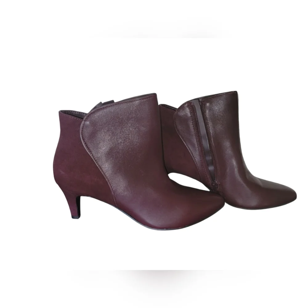 Alfani Harpper l Malbec Leather Dark Mauve 2.5" Heel Women Boots Size 7.5 M - Picture 3 of 12